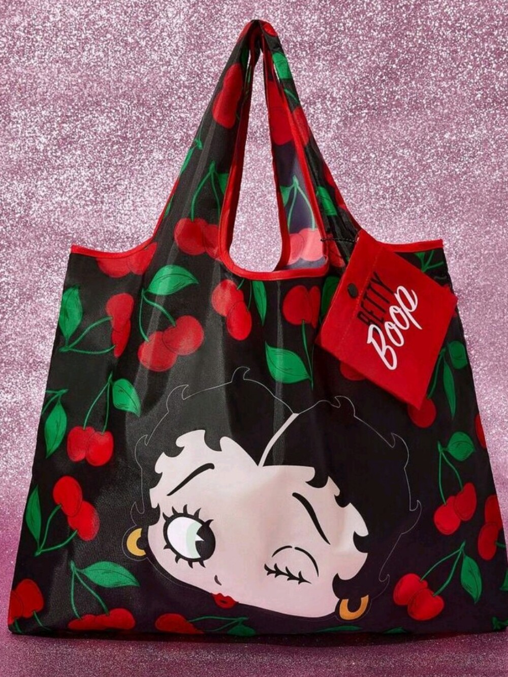 Betty Boop Red Cherry Print Shopper Tote